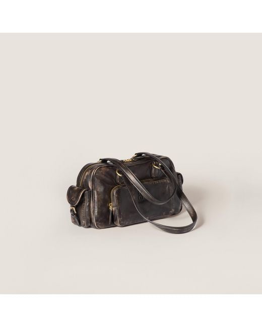 Miu Miu Brown Logo-Detailed Zipped Shoulder Bag