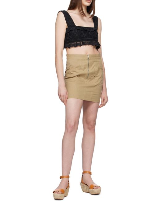 Isabel Marant Gray Lace-Trim Cropped Top