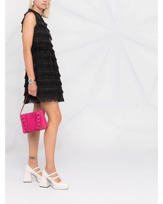 Moschino Black Tassel-Rimmed Sleeveless Dress