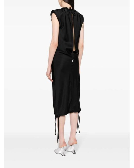 The Attico Black Rhinestone-Embellished Midi Dress