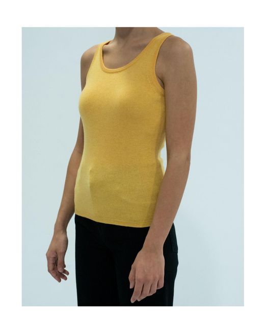 Lela Rose Yellow Crew Neck Vest