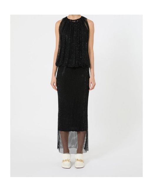 Sportmax Black Crystal-Embellished Maxi Dress
