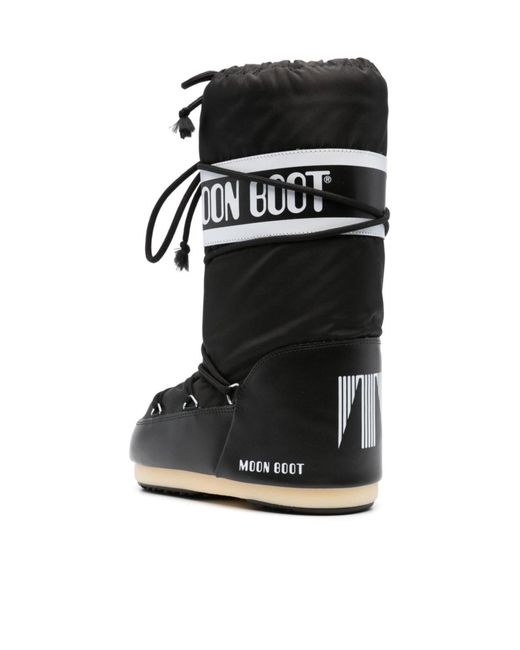 Moon Boot Black Icon Logo Printed Lace-Up Boots for men