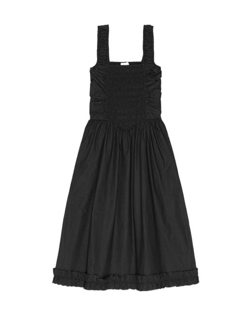 Ganni Black Cotton Strap Dress