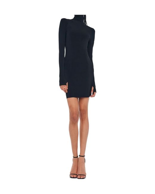 Norma Kamali Black Turtleneck Pickleball Dress
