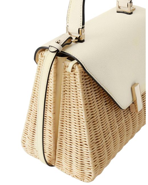 Valextra Natural Iside Leather-Trim Tote Bag