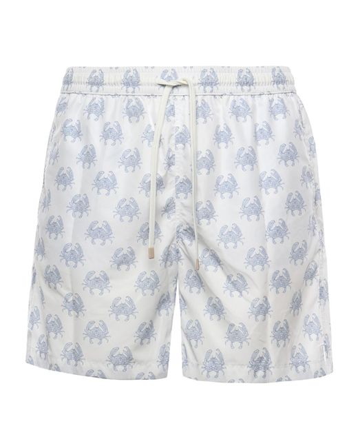 Eleventy White Crab Print Swimwear for men