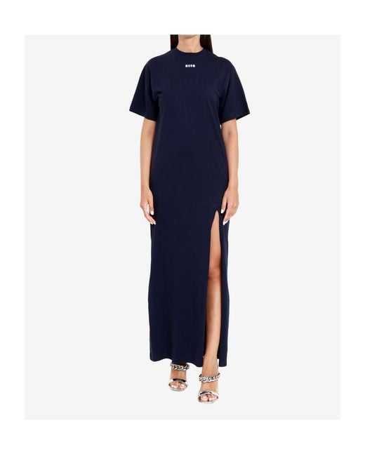 MSGM Blue Round Neck Dress