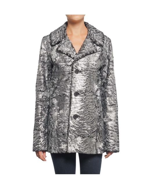 Saint Laurent Gray Metal Effect Fur