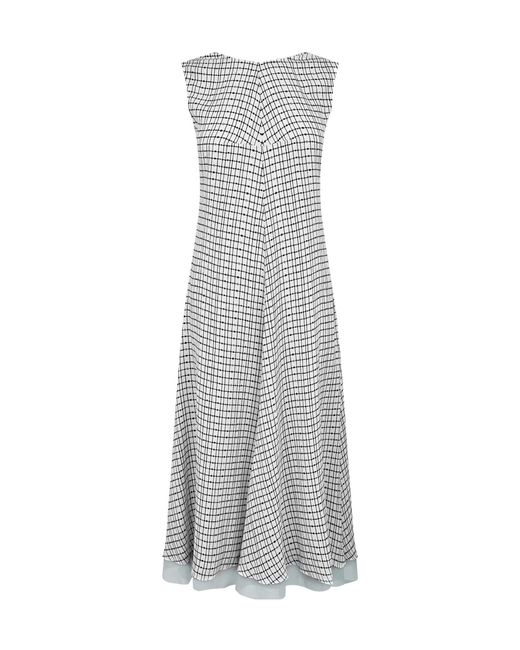 Fendi Gray Silk Sleeveless Midi Dress