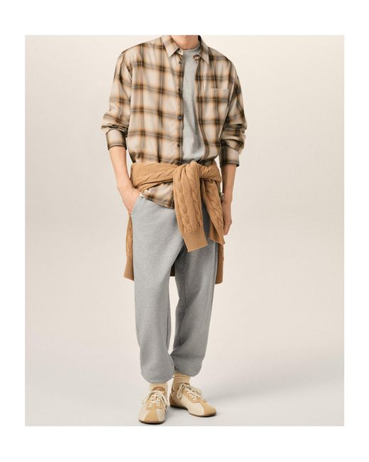 AMI Natural Ami Checked Oversized Shirt for men
