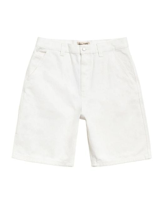 Stussy White Multi-Pocket Shorts for men