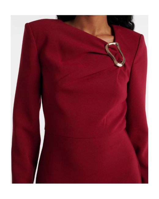 Roland Mouret Red Long-Sleeved Crêpe Midi Dress