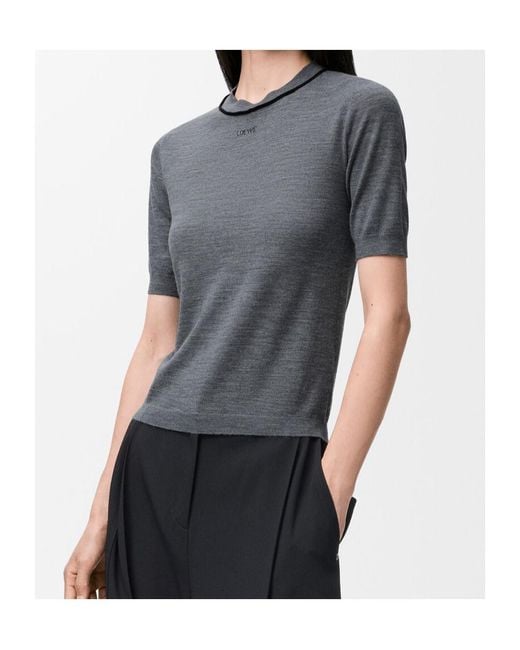 Loewe Gray Short Sleeve Crewneck Top