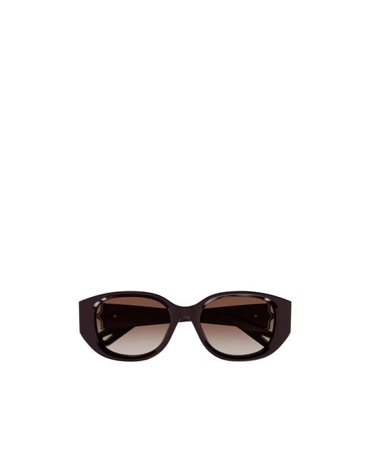 Chloé White Chloé Eyewear Oval Frame Sunglasses