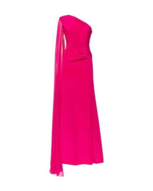 Roland Mouret Pink Asymmetic Silk Chiffon Gown