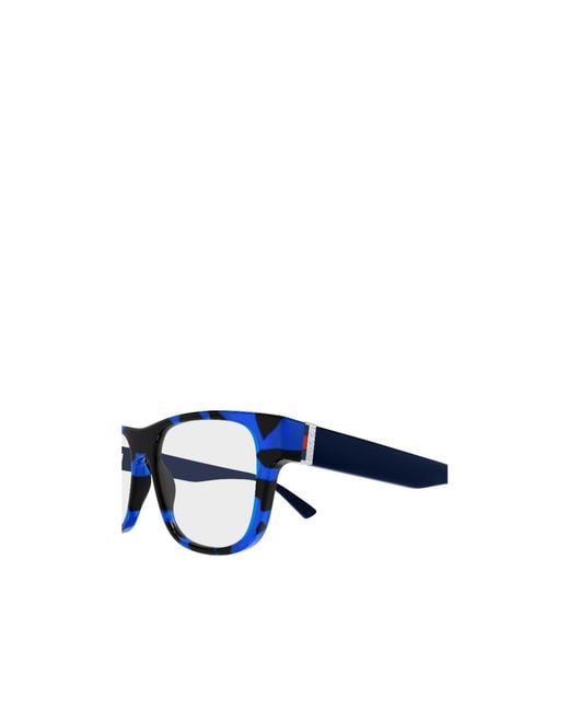 Gucci Blue Eyewear Rectangle Frame Glasses for men