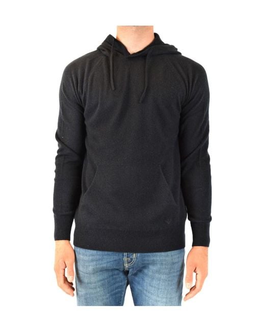 Emporio Armani Black Hooded Long-Sleeved Sweater for men