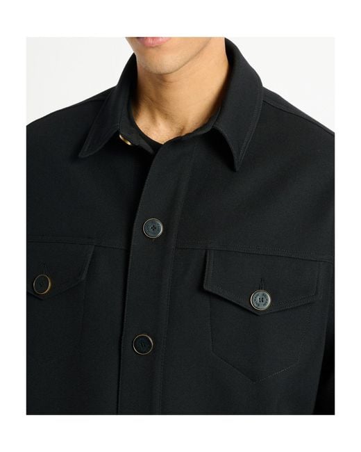 Balmain Blue Button-Front Shirt Jacket for men