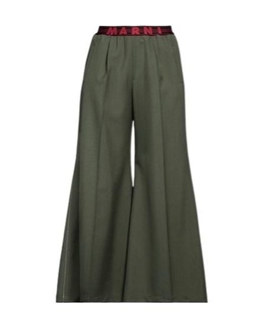 Marni Green Solid-Color Woven Pants