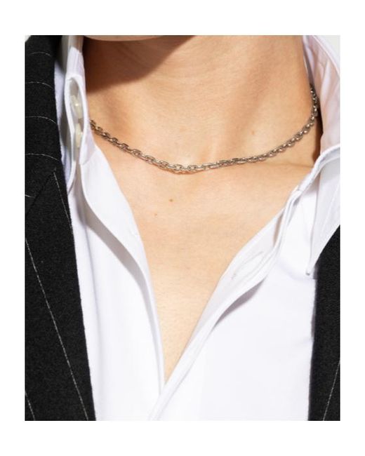 Saint Laurent Metallic Logo Plaque Chained Necklace for men