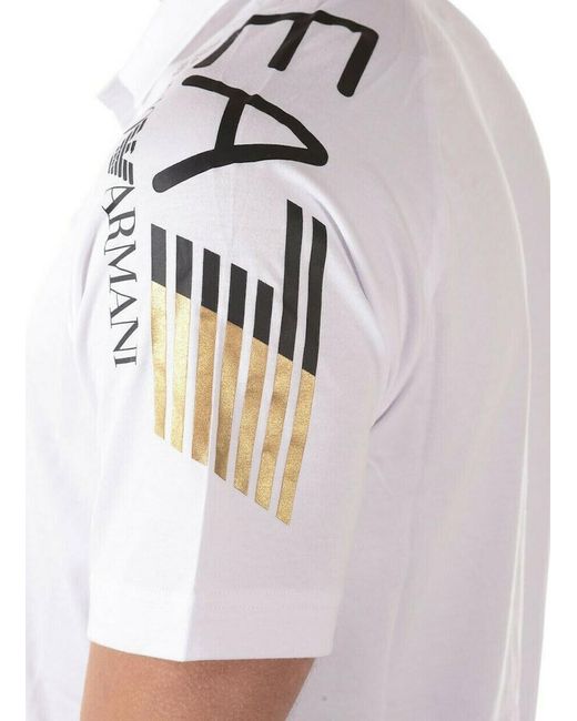 EA7 White Logo Polo Shirt for men