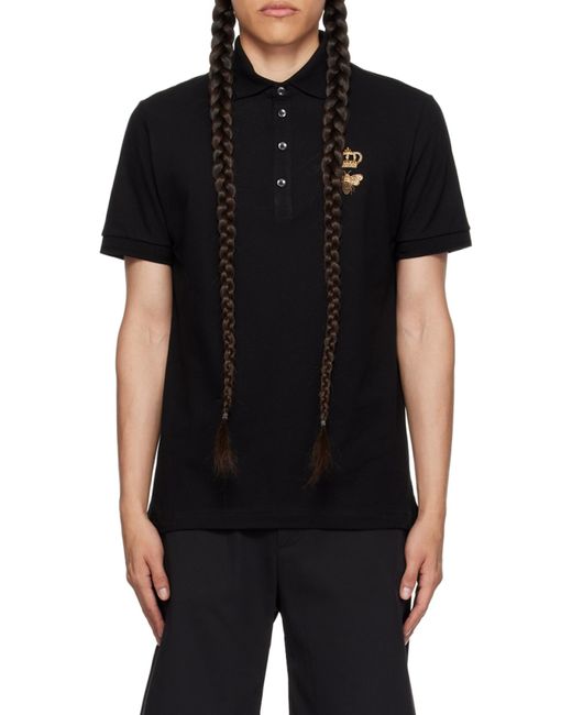 Dolce & Gabbana Black Embroidery Piquet Polo for men