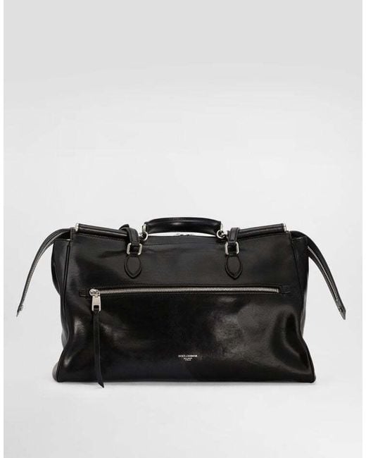 Dolce & Gabbana Black Vittoria Logo Plaque Bag