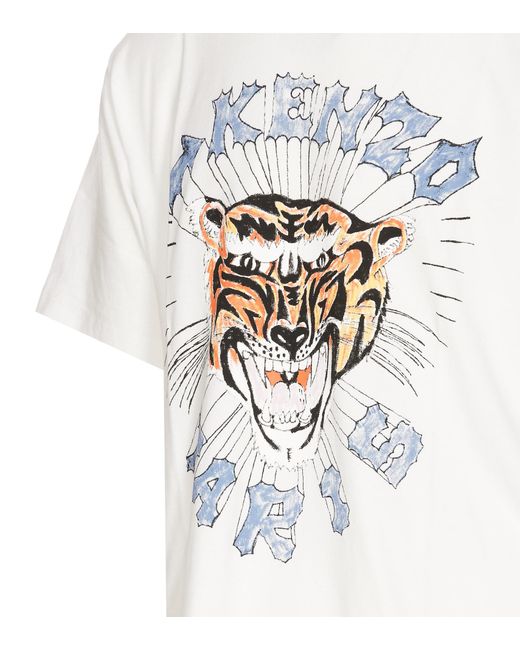 KENZO White Logo Tiger Printed Crewneck T-Shirt for men