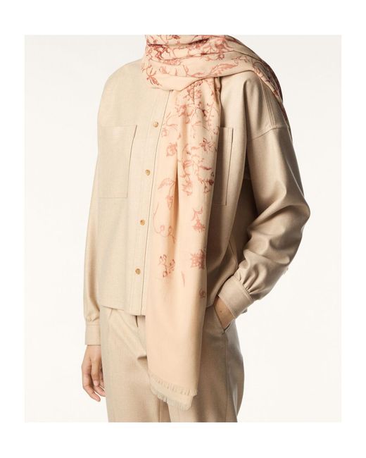 Loro Piana White Albero Della Vita Maxi Stole