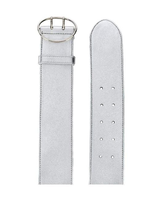 Prada White Metallic-Effect Buckle Belt