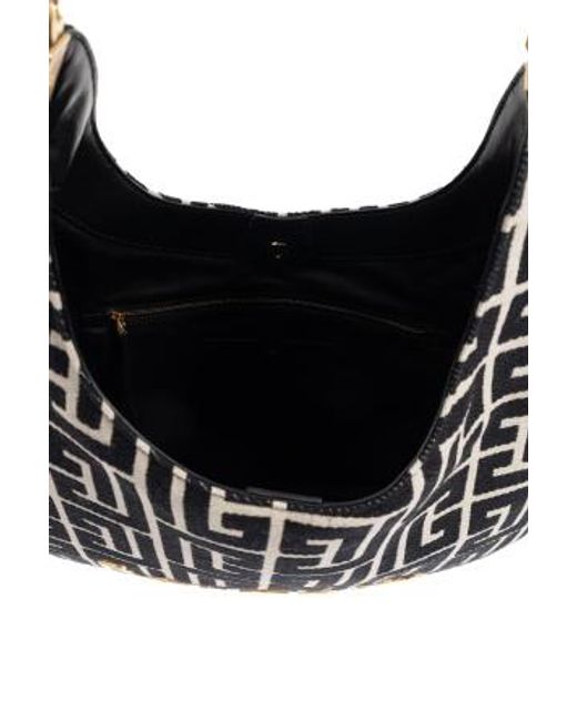 Balmain Black 1945 Soft Hobo Large Monogrammed Jacquard Tote Bag