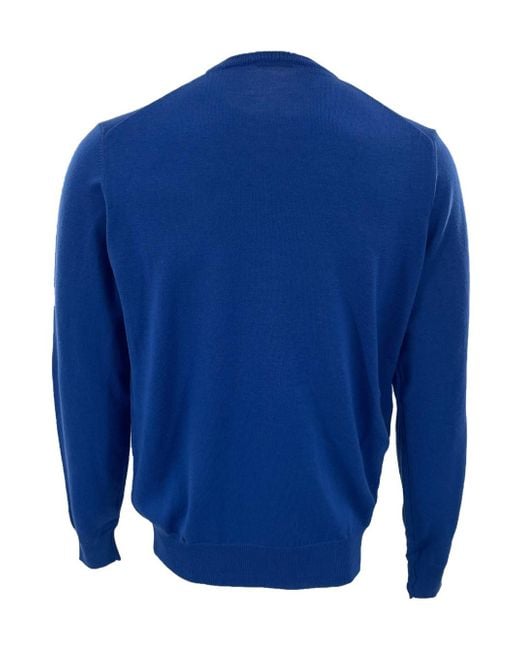 Armani Collezioni Blue Round-Neck Long-Sleeved Sweater for men