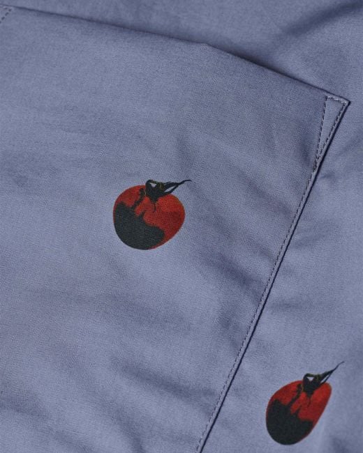 Paul Smith Blue Tomato-Print Poplin Shirt for men