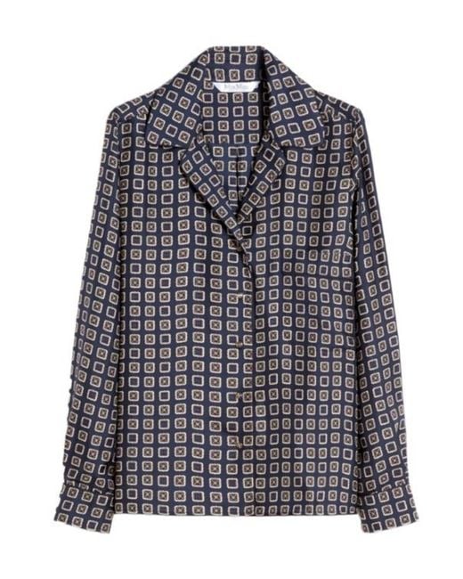 Max Mara Blue Silk Printed Shirt