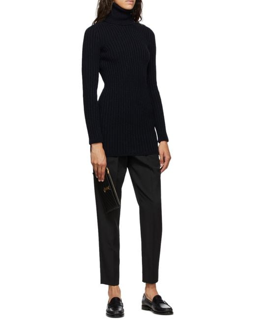 Saint Laurent Black Fold-Over Collar Jumper