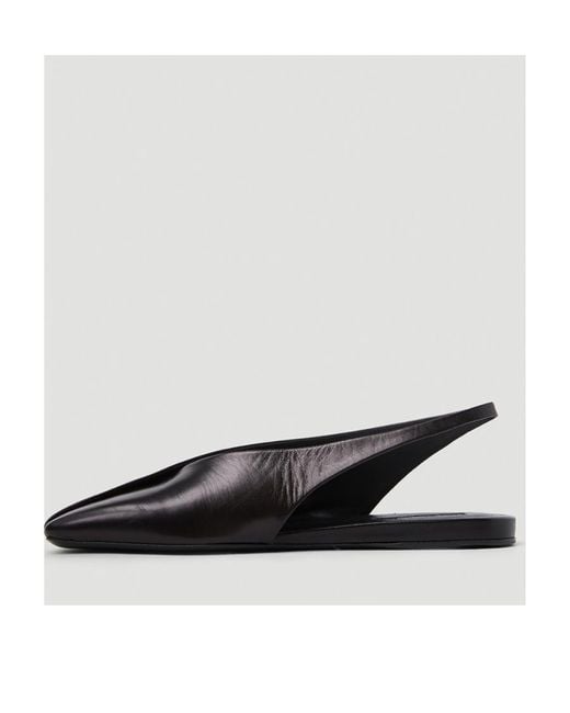Jil Sander Black Asymmetric-Toe Ballerina Shoes