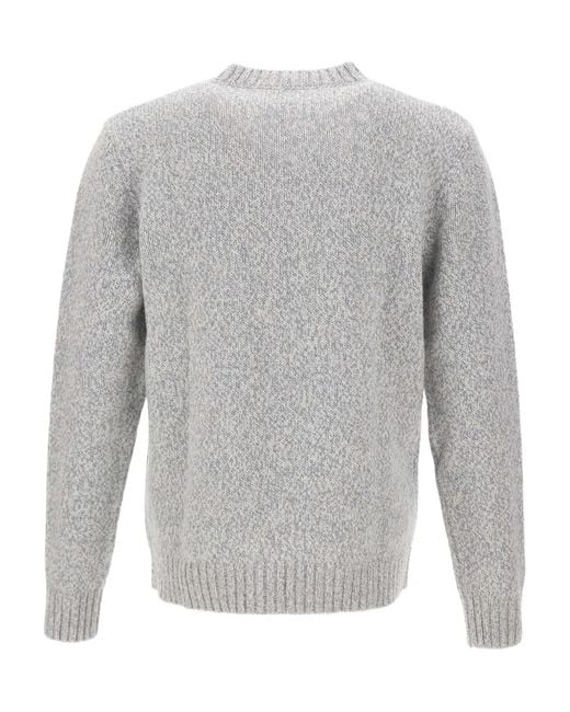 Eleventy Gray Geometric-Pattern Wool Sweater for men