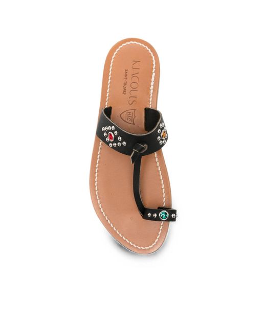 K. Jacques Black Embellished Toe-Strap Sandals