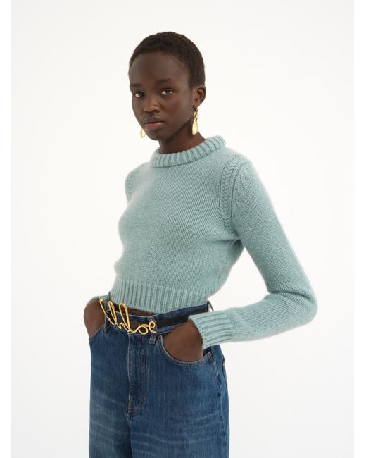 Chloé Blue Long-Sleeved Wool Sweater