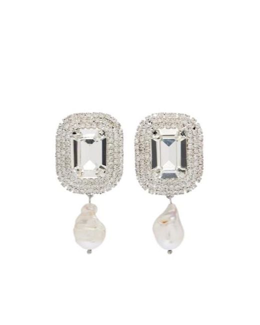 Magda Butrym White Crystal-Embellished Drop Earrings