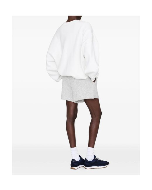 Anine Bing Gray Logo Trim Shorts