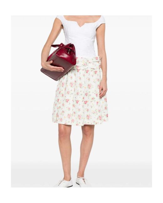 ShuShu/Tong White Floral Mini Skirt