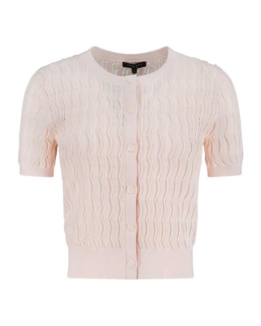 Rag & Bone Pink Crew Neck Short-Sleeved Knit Sweater
