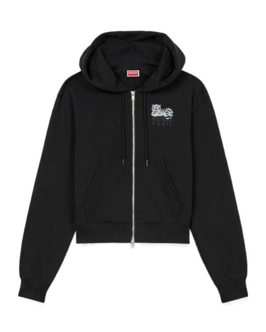 KENZO Black Happy Tiger Zipped Hoodie