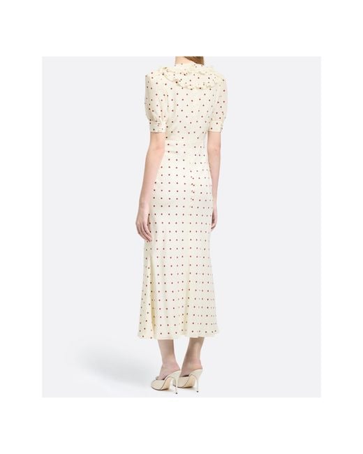 Alessandra Rich White Polka-Dot Ruffled Midi Dress