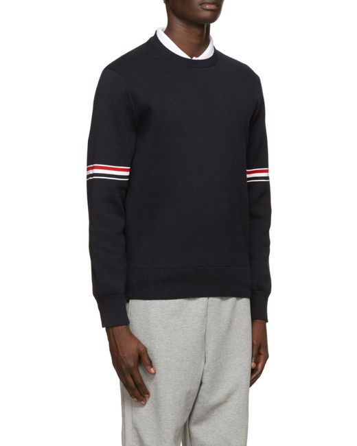Thom Browne Black Stripe Trim Knitted Sweater for men