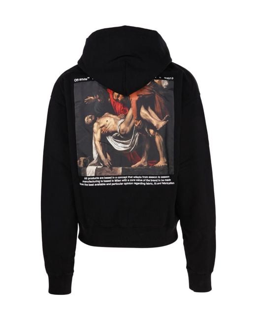 Off-White c/o Virgil Abloh Black Caravaggio Print Hooded Sweatshirt for men