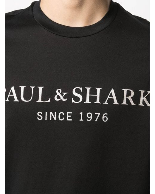 Paul & Shark Black Logo-Print Crew-Neck T-Shirt for men