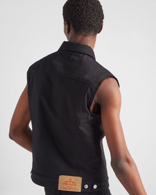 Prada Black Sleeveless Denim Jacket for men